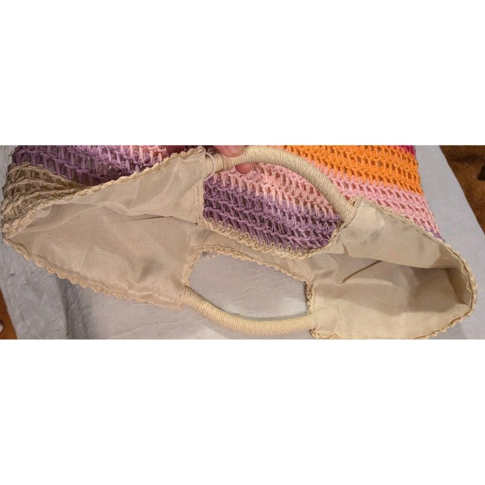 NWT Shiraleah Straw Bag Tote Latoya Sunset Tassels Chicago Paper Rainbow Purse - Picture 10 of 15